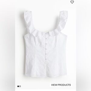 H&M White Eyelet Tank Top with Ruffle Sleeves